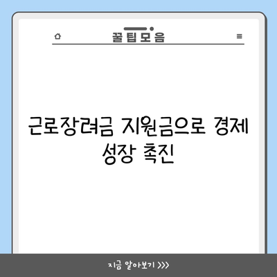 근로장려금 지원금으로 경제 성장 촉진