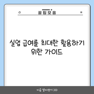 실업 급여를 최대한 활용하기 위한 가이드