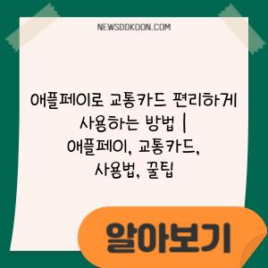 애플페이로 교통카드 편리하게 사용하는 방법 |  애플페이, 교통카드, 사용법, 꿀팁