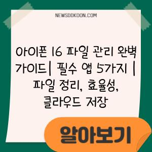 아이폰 16 파일 관리 완벽 가이드| 필수 앱 5가지 | 파일 정리, 효율성, 클라우드 저장