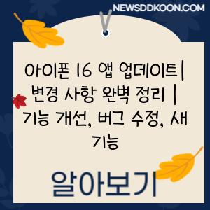 아이폰 16 앱 업데이트| 변경 사항 완벽 정리 | 기능 개선, 버그 수정, 새 기능