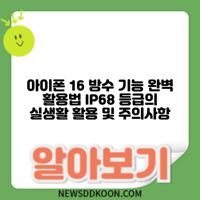 아이폰 16 방수 기능 완벽 활용법: IP68 등급의 실생활 활용 및 주의사항