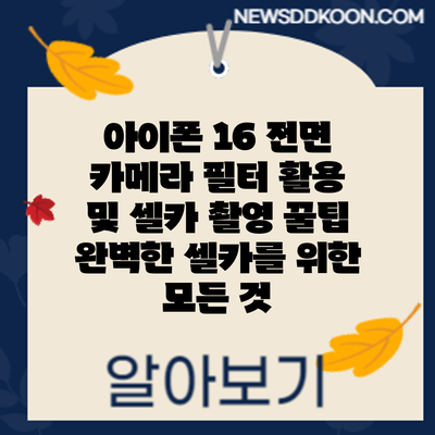 아이폰 16 전면 카메라 필터 활용 및 셀카 촬영 꿀팁: 완벽한 셀카를 위한 모든 것