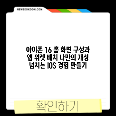 아이폰 16 홈 화면 구성과 앱 위젯 배치: 나만의 개성 넘치는 iOS 경험 만들기