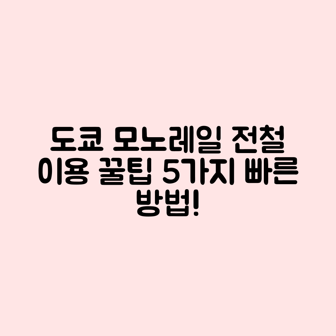 도쿄 모노레일과 전철로 가는 5가지 빠른 팁