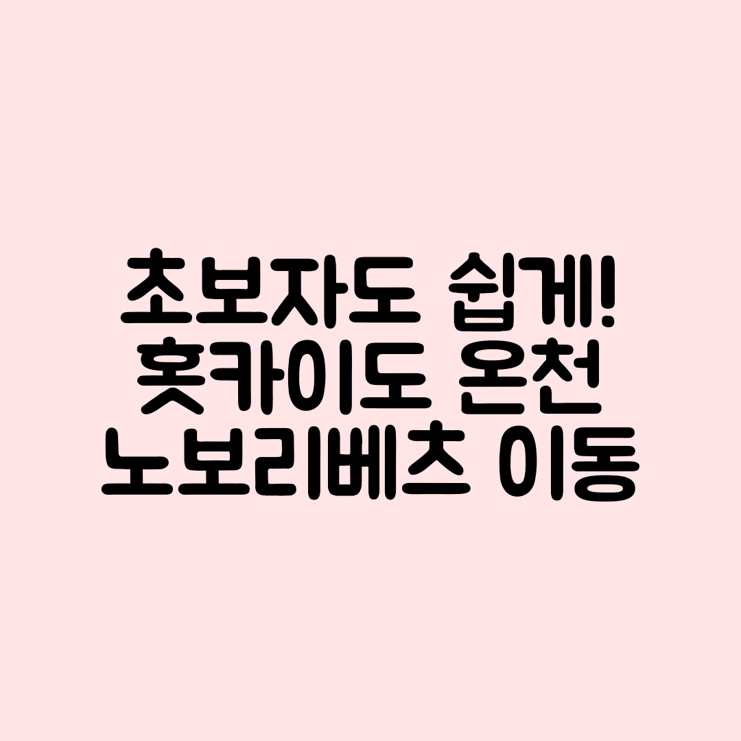 초보자도 쉽게 떠나는 홋카이도 노보리베츠 온천 이동