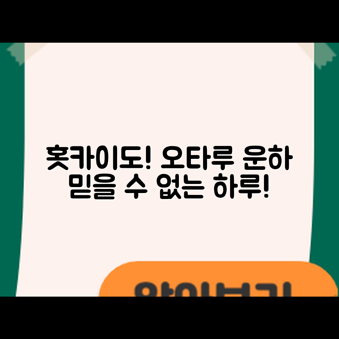 믿을 수 없는 홋카이도 오타루 운하 하루 코스!